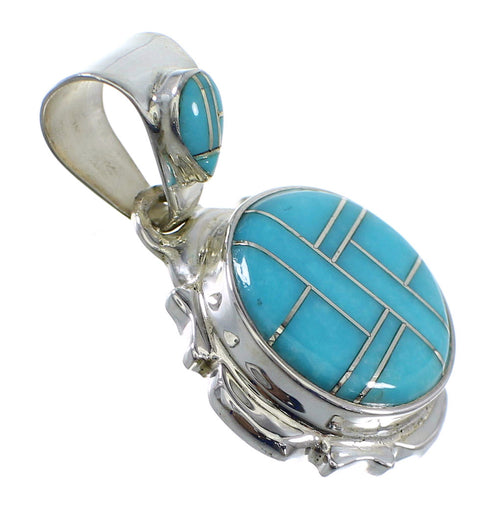 Turquoise Inlay Genuine Sterling Silver Pendant YX51798